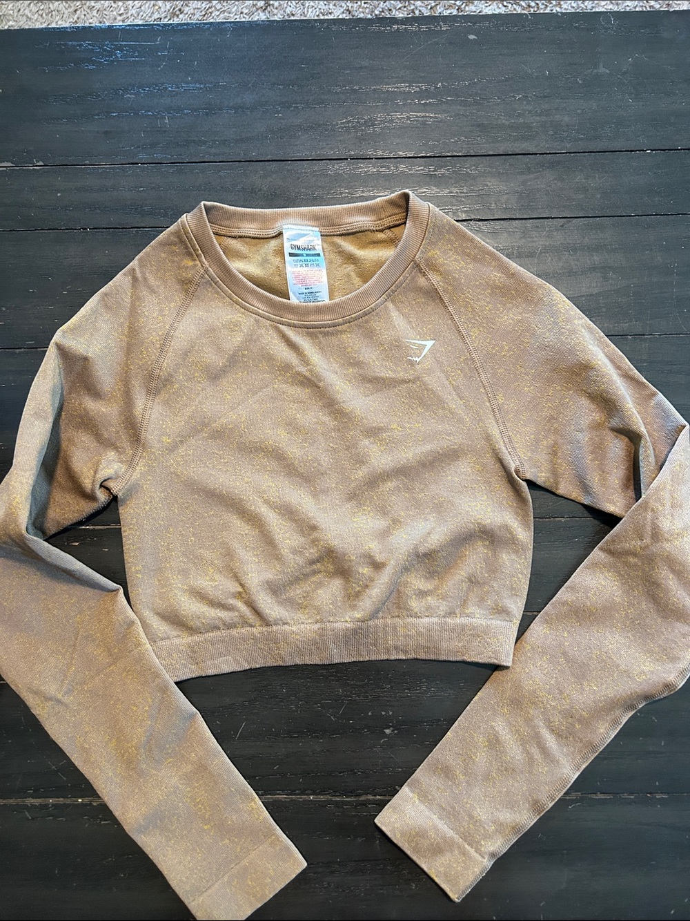 Gymshark Taupe Long-Sleeve Cropped Sweatshirt